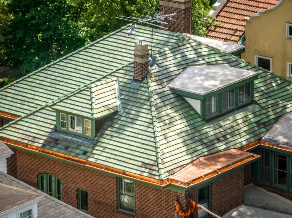Evanston Copper Flat Roof with Gutters