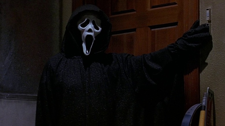 Ghostface rings a doorbell