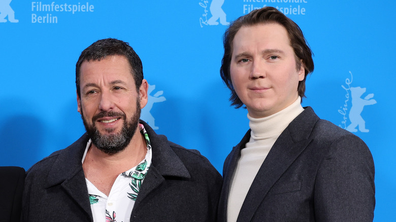 Adam Sandler and Paul Dano posing