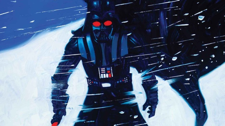 Darth Vader standing in blizzard