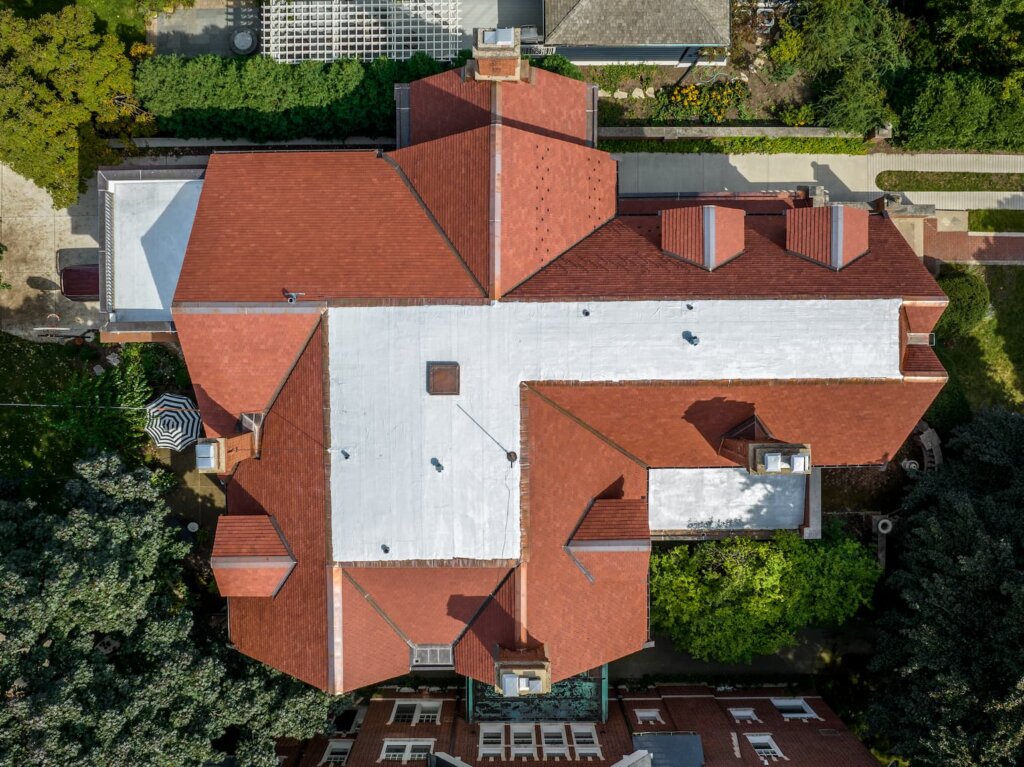 Top view of Evanston new Ludowici slab tile roof