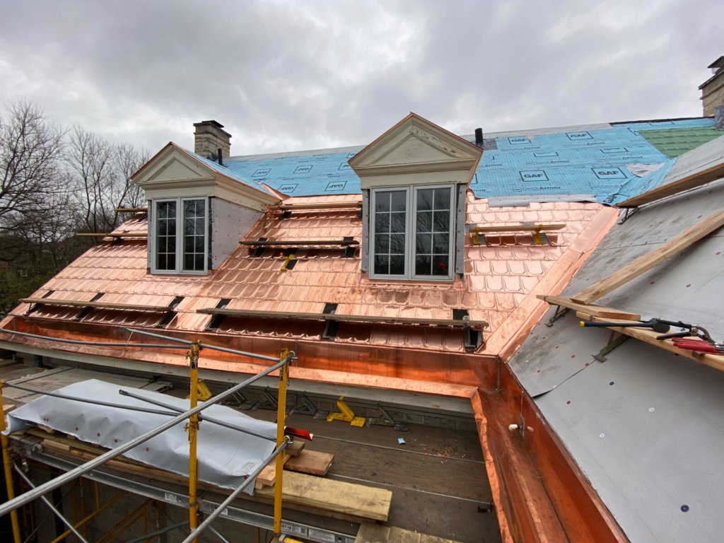 During Evanston new copper roof gutter angle