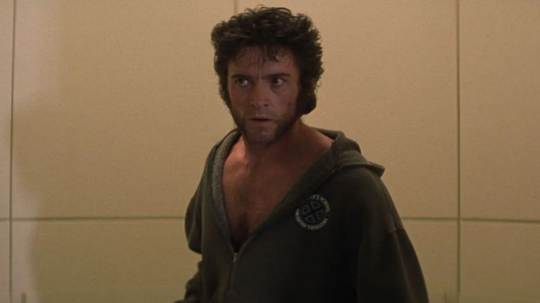 Wolverine looking confused wearing hoodie