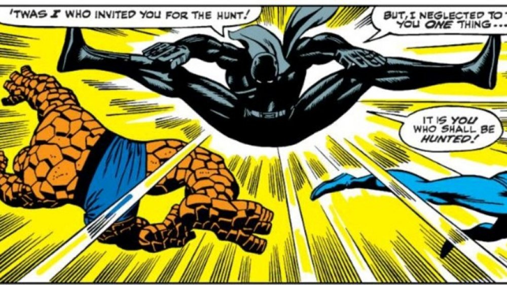 Black Panther fighting the Fantastic Four