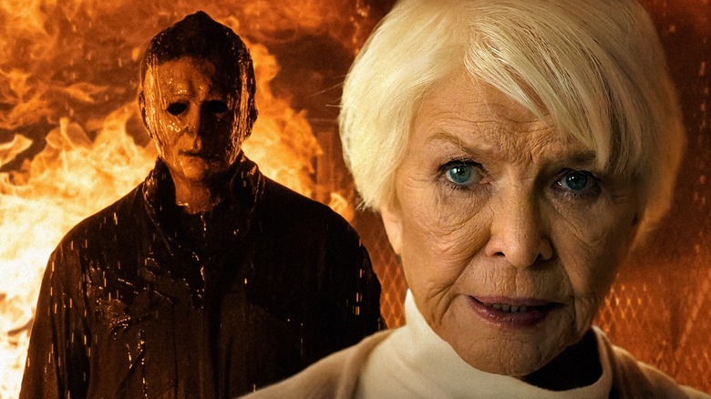 ECU Ellen Burstyn foreground, Michael Meyers background