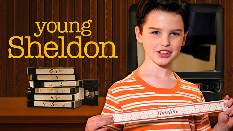 Sheldon holding timeline label