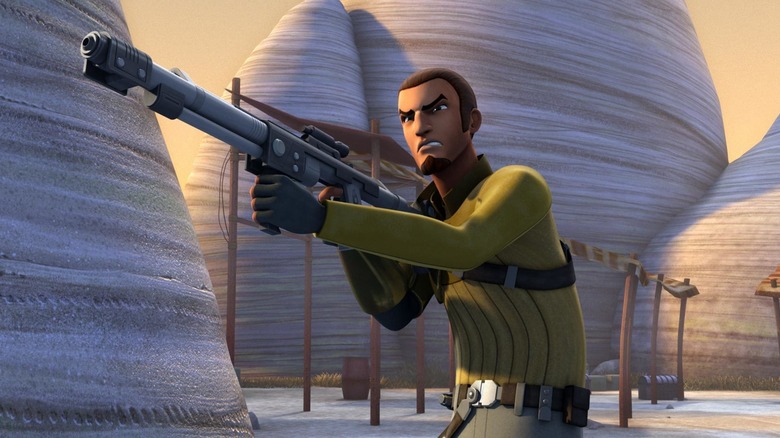 Kanan Jarrus holding a disruptor rifle