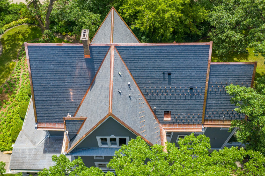 New Slate Roof with Copper Snow Guards