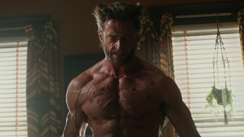 Wolverine grits his teeth shirtless