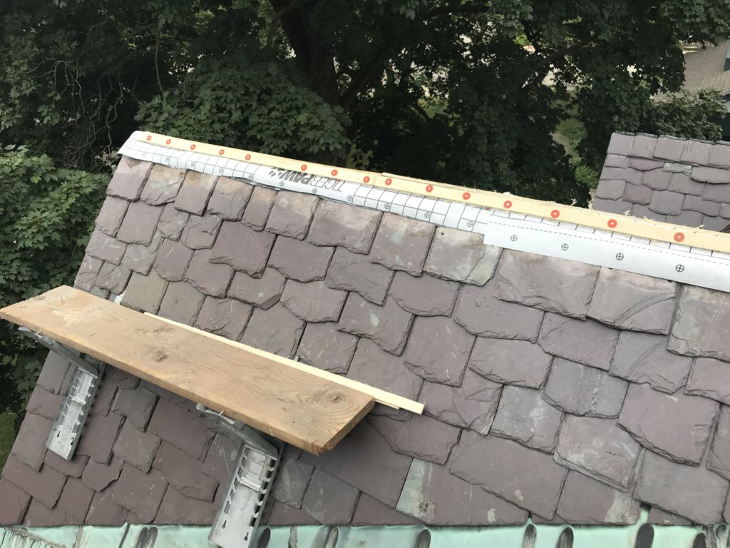 Slate ridge repair in process