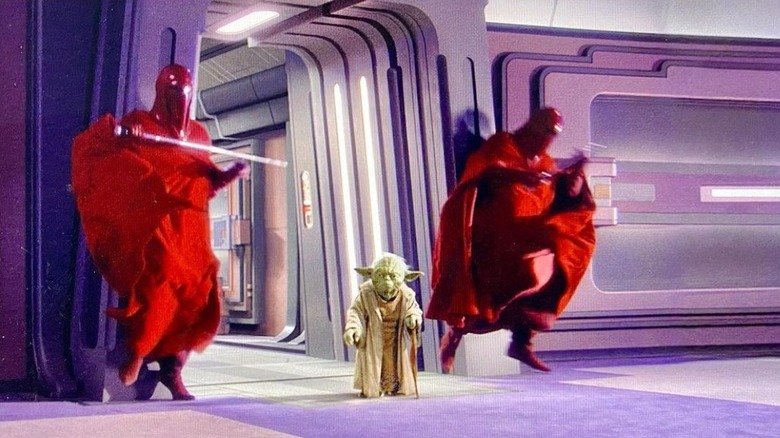 Yoda knocks out Imperial Guards