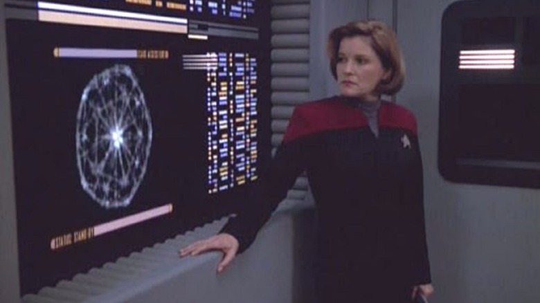 Captain Janeway in Omega Directive briefing