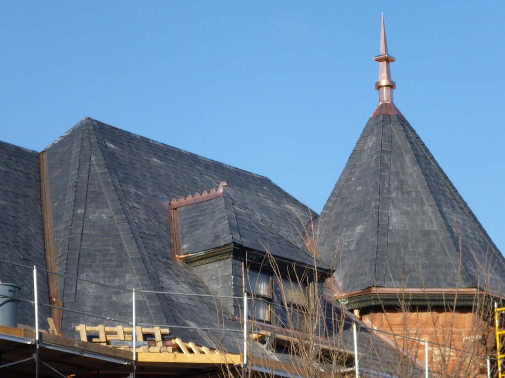 Slate Roof Repair for Turret After