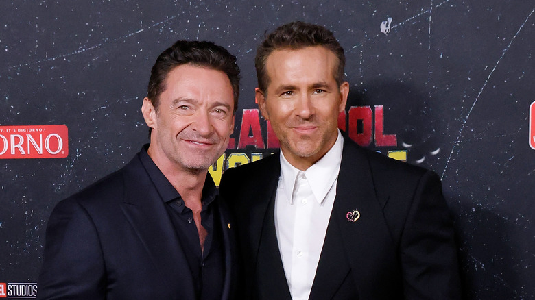 Ryan Reynolds and Hugh Jackman at premiere